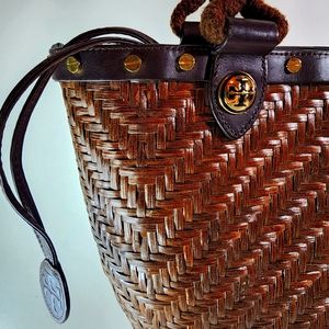 Rare Tory Burch straw ella bag
